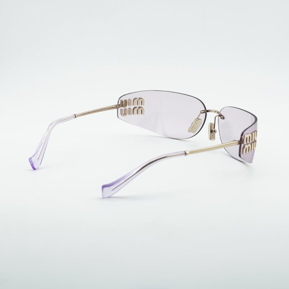Miu Miu MUA51S ZVN90O Sunglasses Pale Gold Rectangle Frame, Pink Lenses